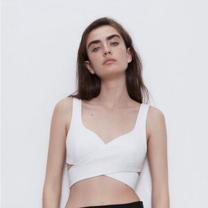 Zara White Cut Out Crop Tank Top